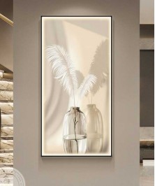Black Frame Vase Flower Crystall Painting Modern With Led Light